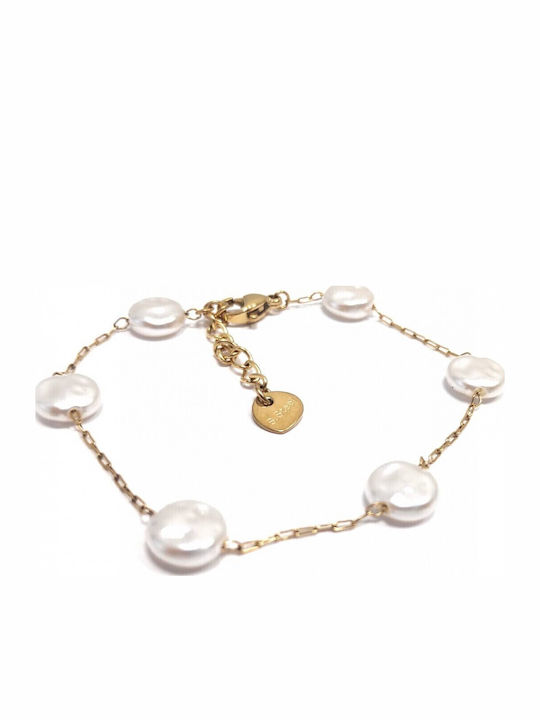Karma Fashion Damen Armband Kette aus Stahl Vergoldet mit Perlen