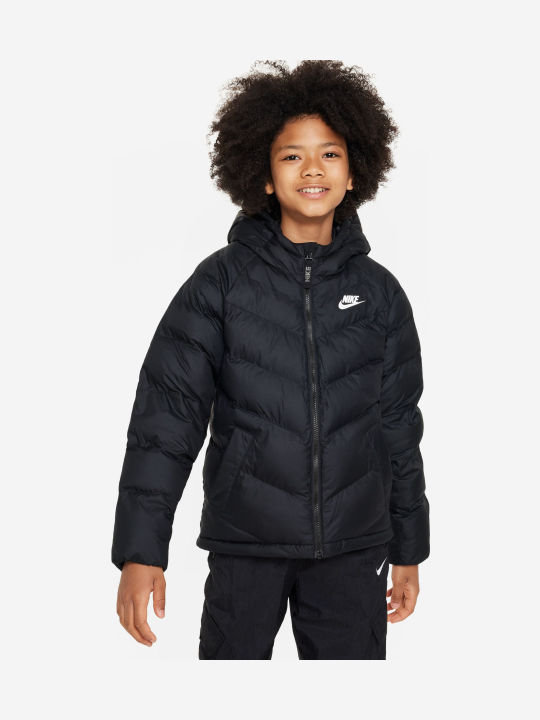Kids' Sports Jacket Short with Hood Black Sportswear