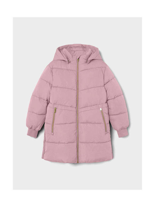 Name It Girls Quilted Coat Pink with Ηood