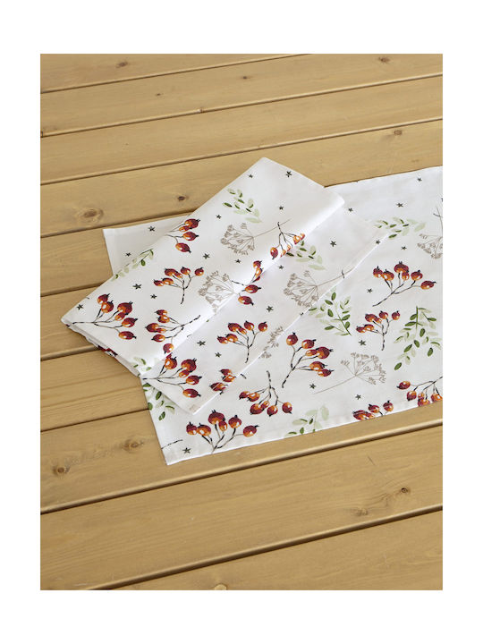 Nima Mistletoe Set Christmas Placemats Fabric White 2pcs