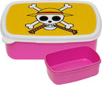 Onepiece Skull Kids Lunch Plastic Box Pink L18xW13xH6cm