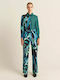 Women's High-waisted Fabric Trousers Flared Floral