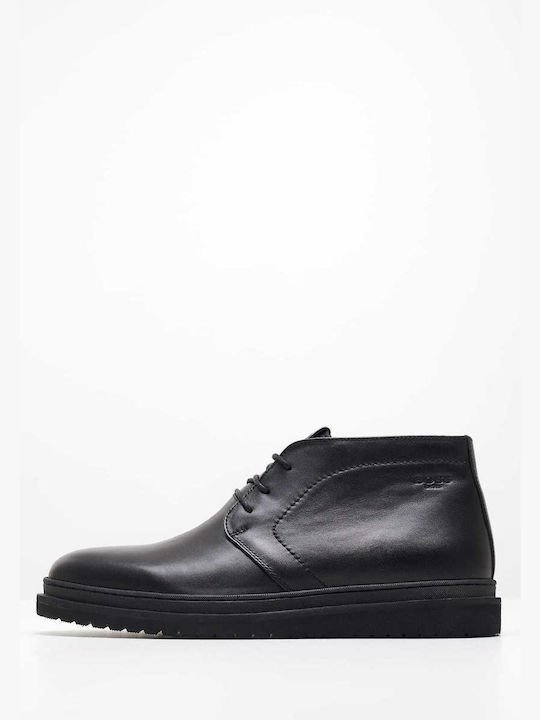 Boss Shoes Δερμάτινα Μαύρα Ανδρικά Μποτάκια