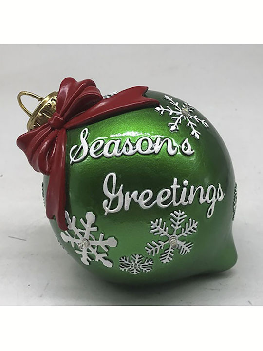 Iliadis Осветена Коледна Пластмасова Фигура Топка Зелена Височина 13см. Seasons Greetings