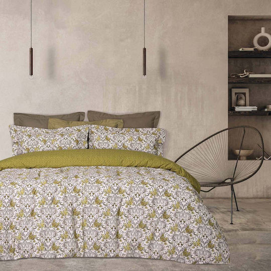 Das Home Duvet Cover Set Queen with 2 Pillowcases 220x240 Casual 5412 Nude - Oil - Blue