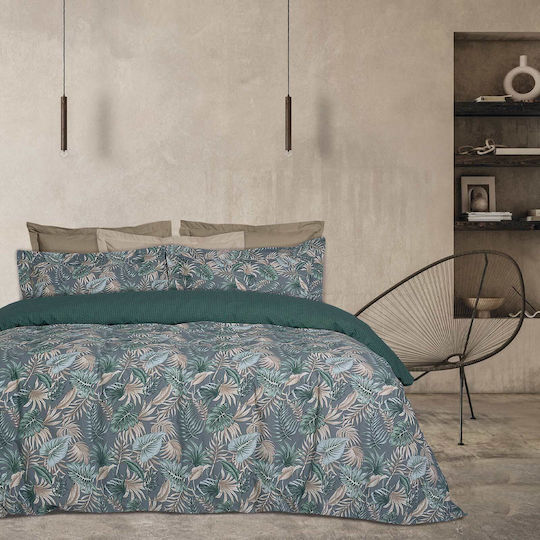 Das Home Duvet Cover Set Single with Pillowcase 160x240 Casual 5411 Grey - Petrol - Ochre
