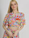 Ble Resort Collection Women's Summer Blouse Short Sleeve Multicolour