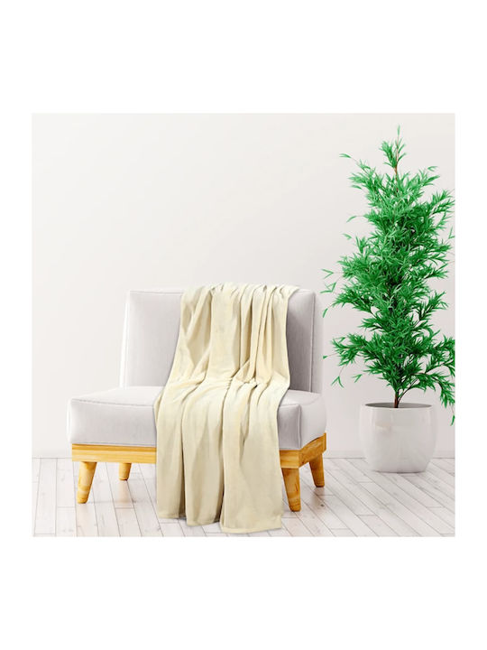 vidaXL Blanket Velvet Single 150x200cm. Cream