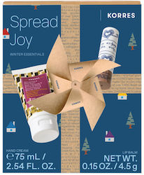 Korres Spread Joy Winter Essentials Skin Care Set for Moisturizing with Hand Cream & Lip Balm