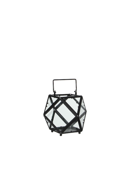 Mica Metallic Lantern Black 21x16cm