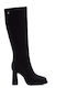 Suede Women's Boots with Zipper Black