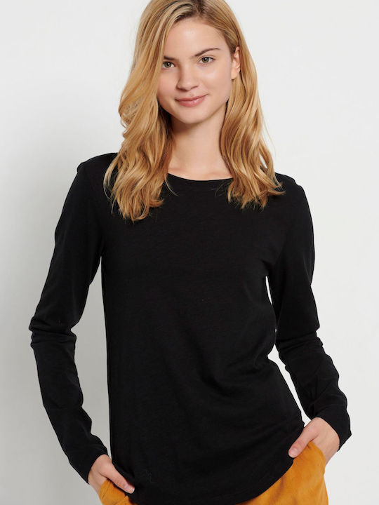 Funky Buddha Women's Blouse Cotton Long Sleeve Black