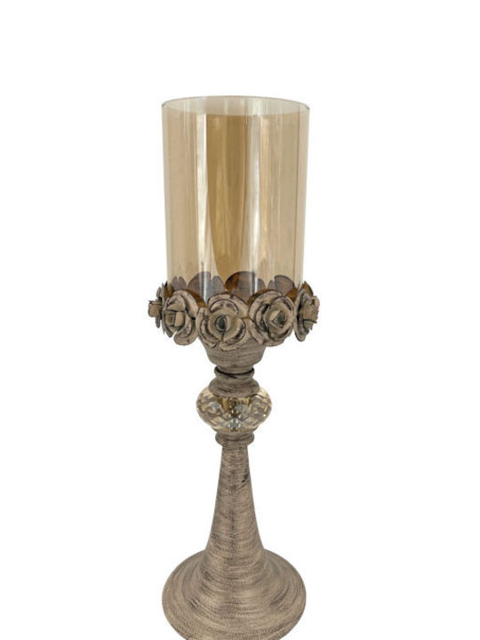Marhome Κηροπήγιο Μεταλλικό σε Ροζ Χρώμα 12.5x12.5x40.5εκ.