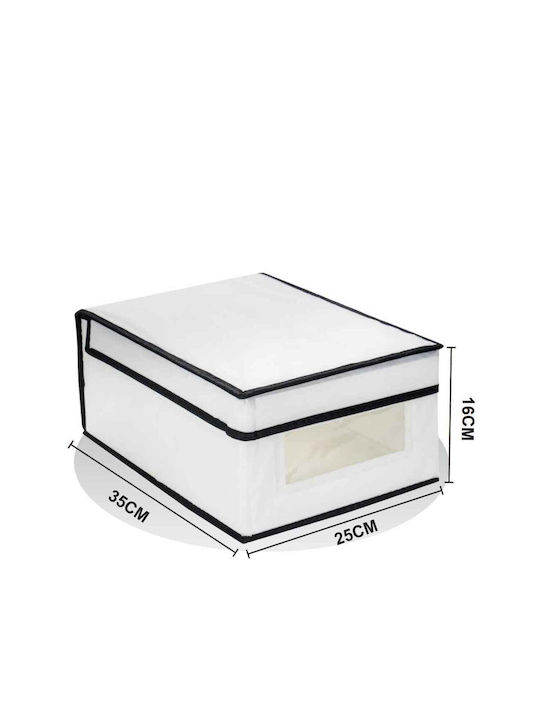 Tpster Υφασμάτινο Κουτί Αποθήκευσης με Καπάκι Λευκό 25x35x16cm