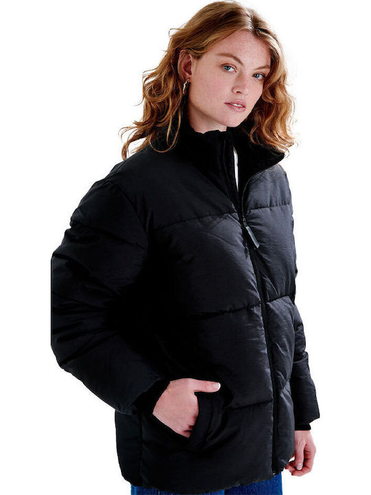 Kurz Damen Puffer Jacke Schwarz