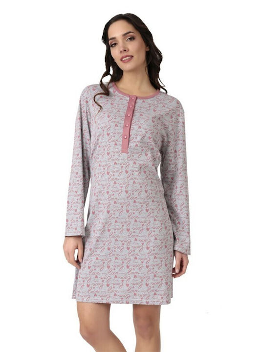 Lydia Creations Winter Women's Nightdress Pink