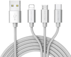 Jellico GS-13 Braided USB to Lightning / Type-C / micro USB 1.2m Cable Gray Jellico GS-13 Braided USB to Lightning / Type-C / micro USB 1.2m Cable Gray