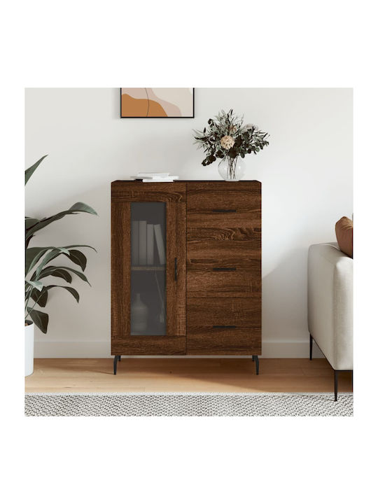 Sideboard Wooden with Drawers Brown Oak 69.5x34x90cm