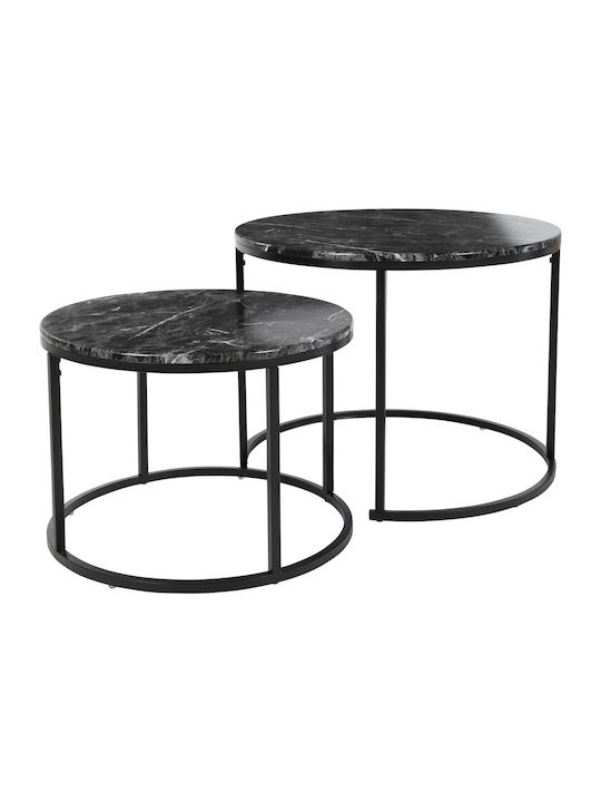 Round Wooden Zigon Tables Black L60xW60xH45cm