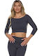 Women's Athletic Crop Top Long Sleeve Fast Drying Gray
