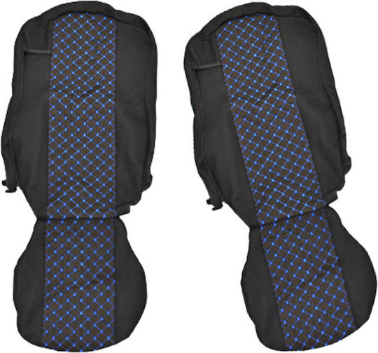 Front Car Seat Covers 2 Pieces Mercedes-Benz Actros Black / Blue