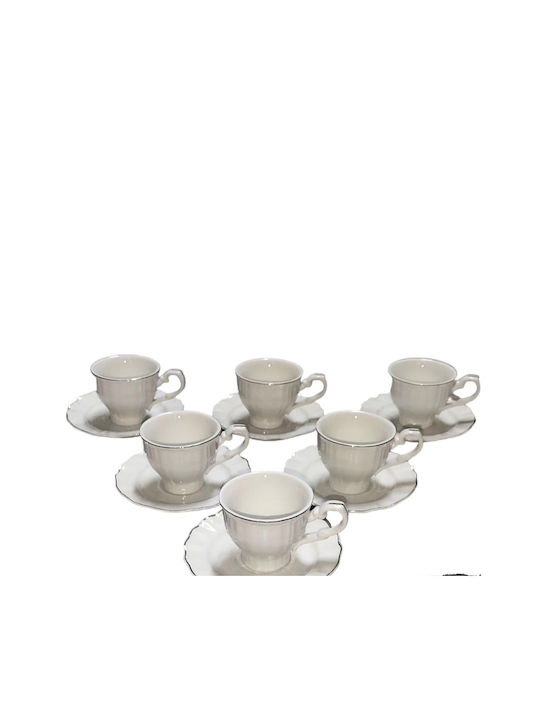 Five Set of Porcelain Coffee Cups White 6pcs