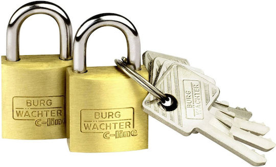 Burg Wachter Bronze Padlock Brass with Key 20mm 2pcs