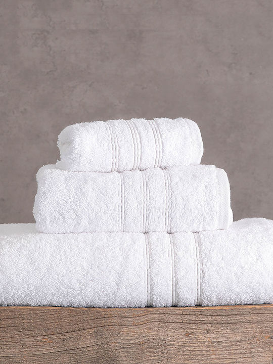 Rythmos 3pc Bath Towel Set Aria White Weight 600gr/m²