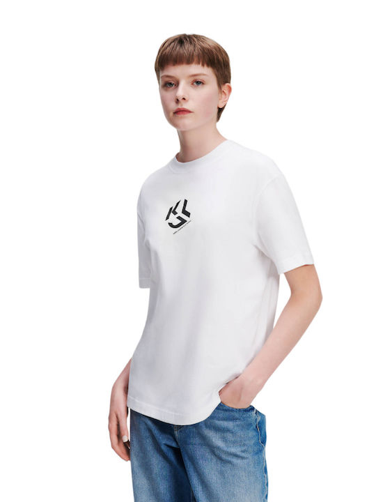 Karl Lagerfeld Damen Sportlich T-shirt Weiß