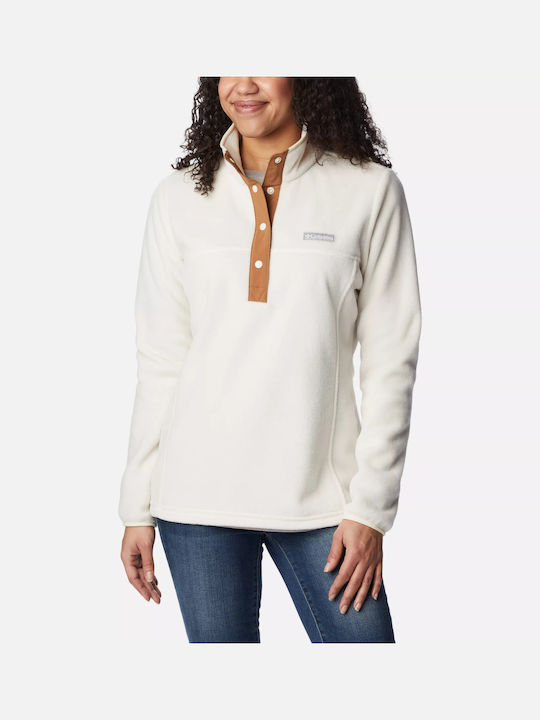 Columbia 1/2 Women's Athletic Fleece Blouse Long Sleeve Ecru