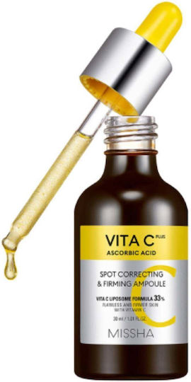 Missha Vita C Plus Spot Correcting & Firming Ampoule Moisturizing & Anti-Aging Ampoule Face Serum with Vitamin C & Vitamin E for Brightening & Firming 30ml