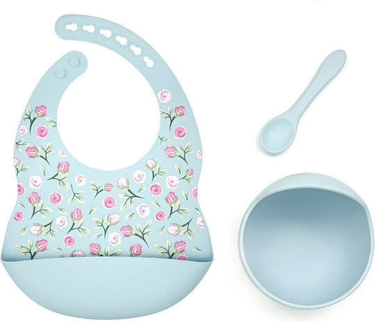 Beboulino Feeding Set made of Silicone Blue 3pcs for 6+ months