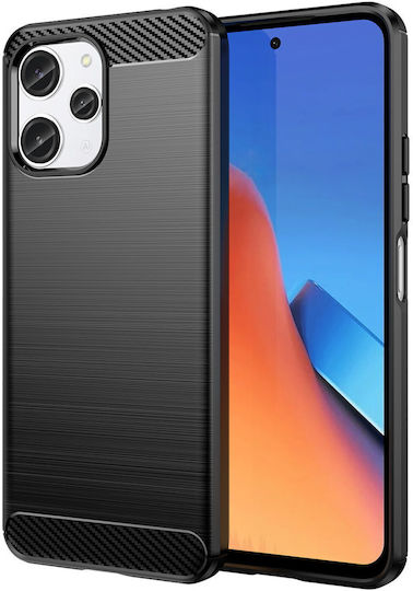 Hurtel Flexible Carbon Pattern Back Cover Σιλικόνης Σετ με Τζαμάκι Μαύρο (Redmi 12 4G / Redmi 12 5G)