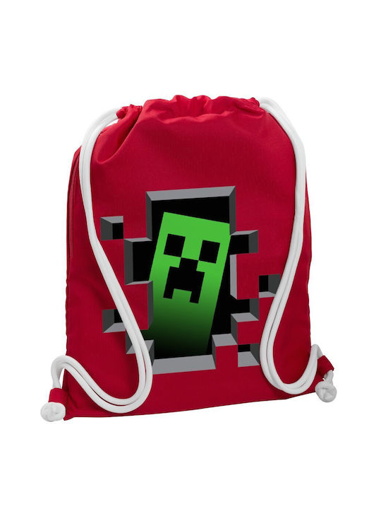 Koupakoupa Minecraft Creeper Τσάντα Πλάτης Γυμναστηρίου Κόκκινη