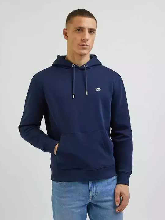 Plain Hanorac cu Glugă Albastru