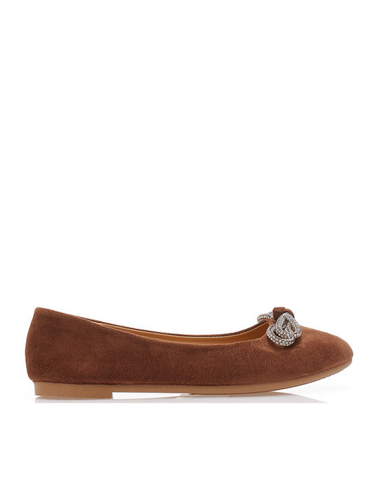 Wildleder Damen Ballerinas in Braun Farbe 501807CAM