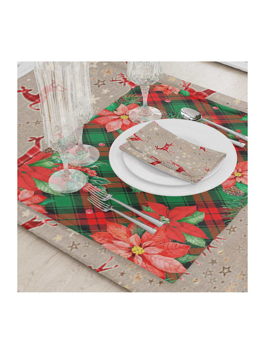 Borea Christmas Tablecloth Runner Fabric Red L180xW50xH180cm.