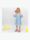 Children's Dress Long Sleeve Floral Light Blue