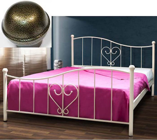 Herz Bett Doppelbett Metall Golden Grain für Matratze 150x200cm