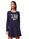 Triumph Winter Cotton Women's Nightdress Dark Blue Ndk 03 Lsl X