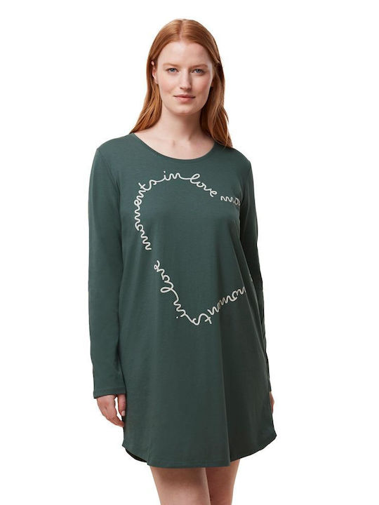 Triumph Winter Cotton Women's Nightdress Green Ndk 03 Lsl X