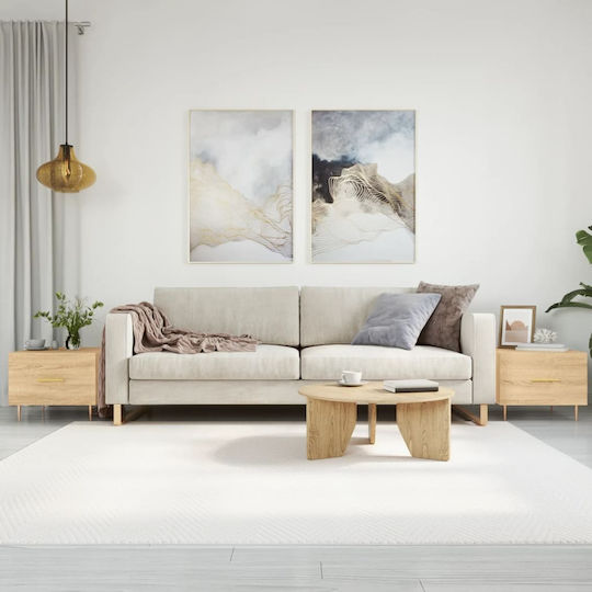 Square Side Table Wooden with Drawers Beige 2 Pieces M50xW50xH40cm