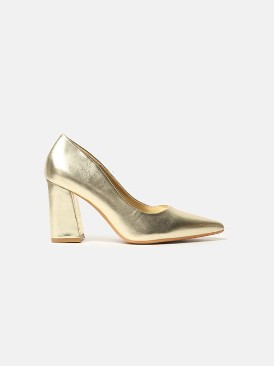 InShoes Pointed Toe Gold Heels