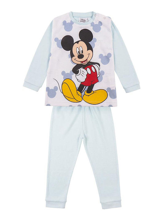 Amarpies Kids Pyjamas Winter Cotton Light Blue Mickey