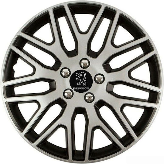 Versaco Car Hubcap Set Dakar Nc with Peugeot Emblem 16" 4pcs Silver