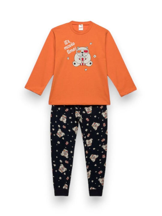 Minerva Kids' Pajamas Winter Orange Pop Corn