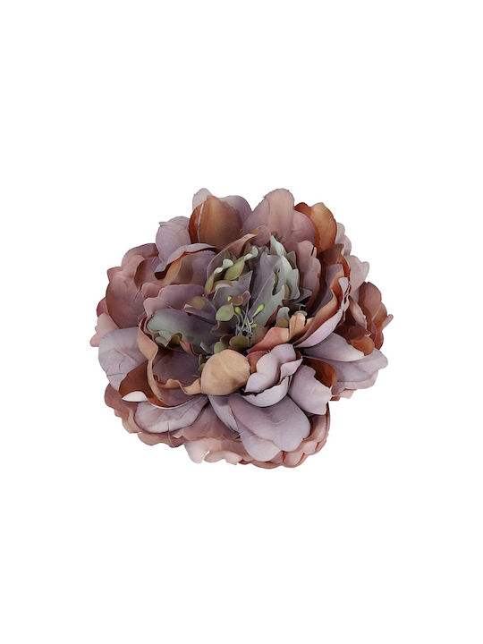 Peony head, artificial, purple-brown, 12cm