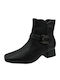 Leder Stiefeletten Damen Schwarz