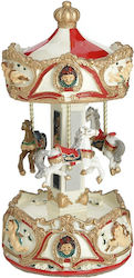 Inart Christmas Decorative Plastic Carousel with Music and Motion 17x10x10cm Beige