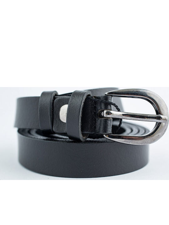 Ageridis Leather Δερμάτινη Γυναικεία Ζώνη Μαύρη